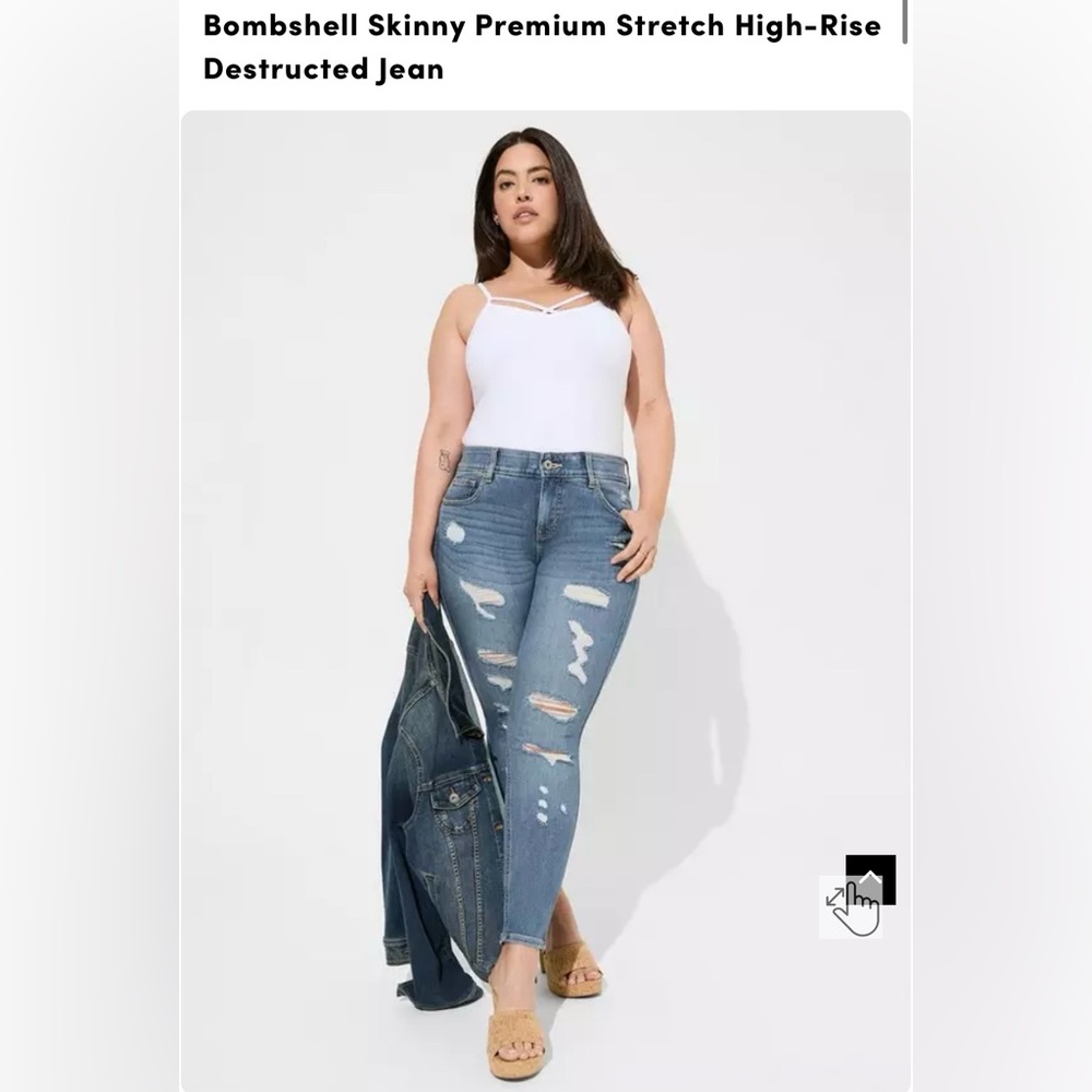 Torrid Bombshell Dark Blue Ripped Skinny Jeans